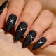 Matte Black Silver Cross Line Minimalist Nail Set- Contains 22 Wraps