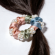Tri-Color Satin Pearl Hair Scrunchie| Set of 5, Medium