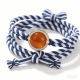 Nautical Striped Cord Hair Tie (Amber Stone)| Set of 5, Medium
