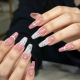 Glossy Light Pink Lace Pearl Almond Nails- Contains 22 Wraps